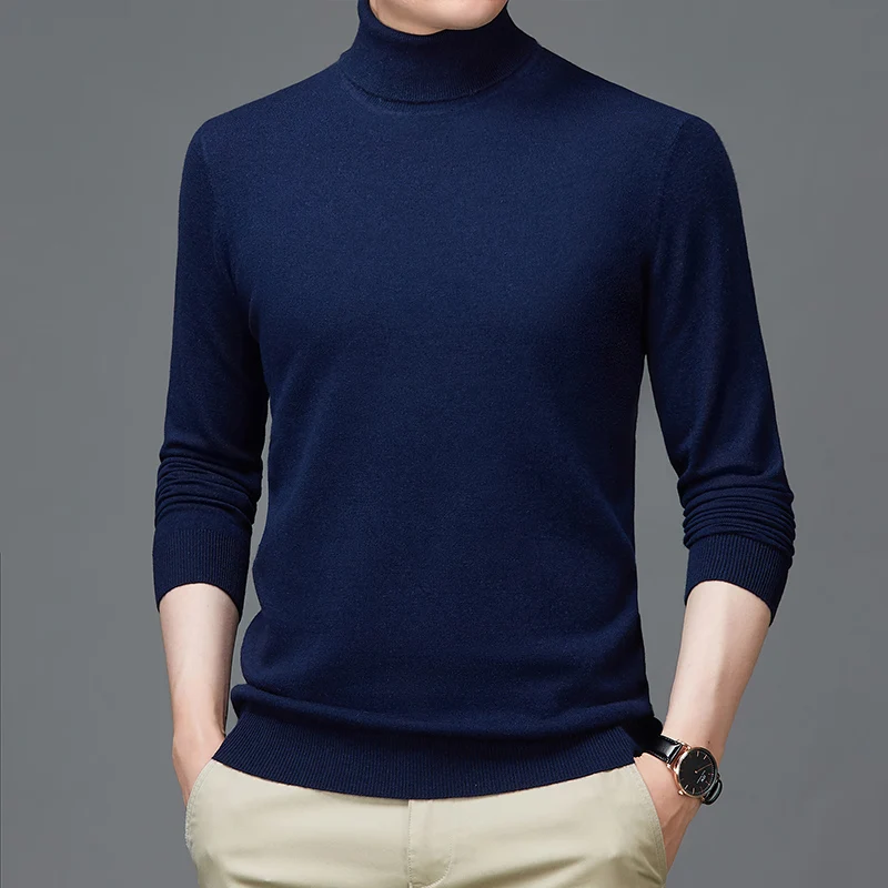 

DIMI Knit Pullover Men Turtle Neck Sweater Autum Casual Jumper Korean Winter Mens Clothes 100% Wool Thick High End Fashion Brand