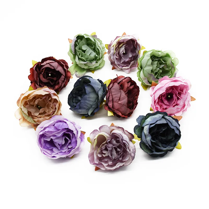 

10 Pieces Roses Christmas Decorations for Home Wedding Decoration Fake Flowers Scrapbooking Headdress Candy Box Brooches Wreath