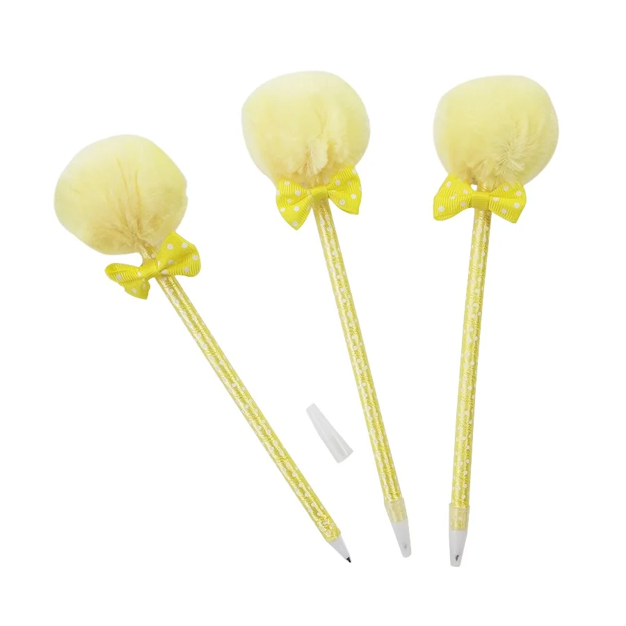 36 шт./лот точечная шариковая ручка с бантом и Плюшевым Мехом Ленточные шариковые