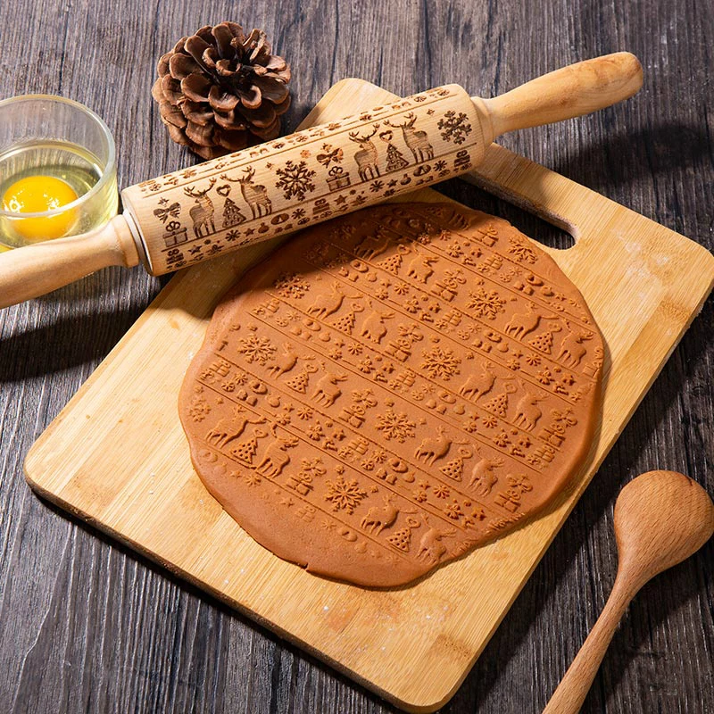 2020 Новинка тиснение Скалка дерево Рождество лося помадка кондитерские изделия