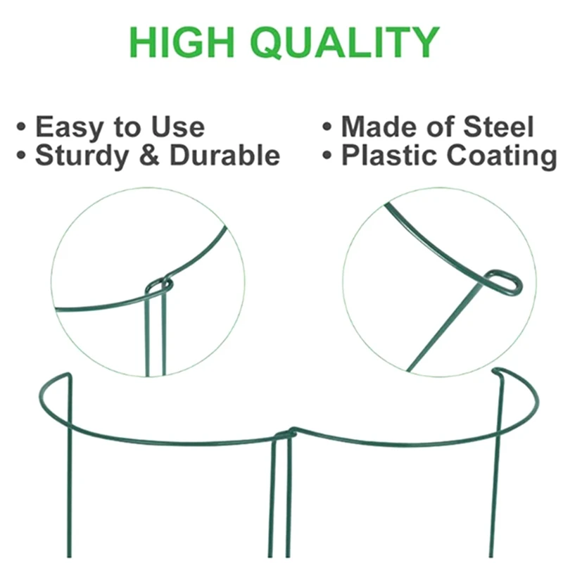 

Plant Support Stake,16 Pcs Half Round Metal Garden Plant Supports, Green Garden Plant Support Ring, Garden Border