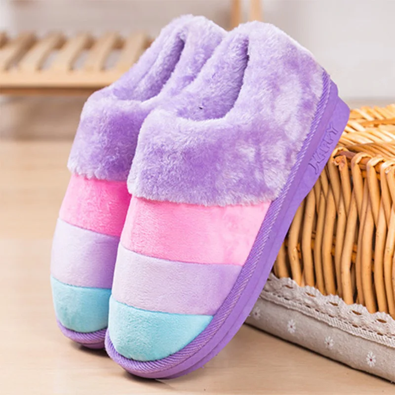 

Women Fur Slippers Ladies Slip On Winter Plush Warm Shoes Woman Indoor Comfort Platform Female Slipper 2020 Comfortable