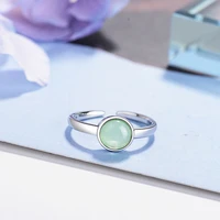 925 sterling silver green opal round rings adjustable size finger for women wedding party jewelry purple ring