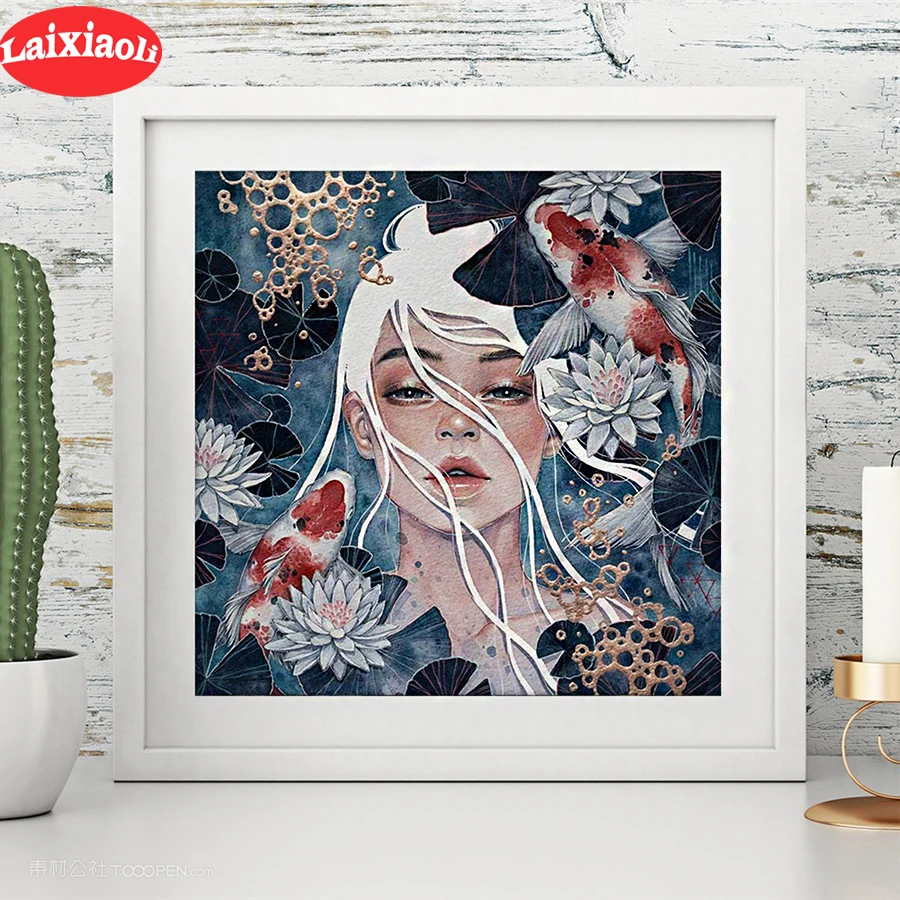 

5d diamond painting girl Fish & Anime girl diy Diamond Embroidery cartoon girl accessories Mosaic Full drills picture kids gift