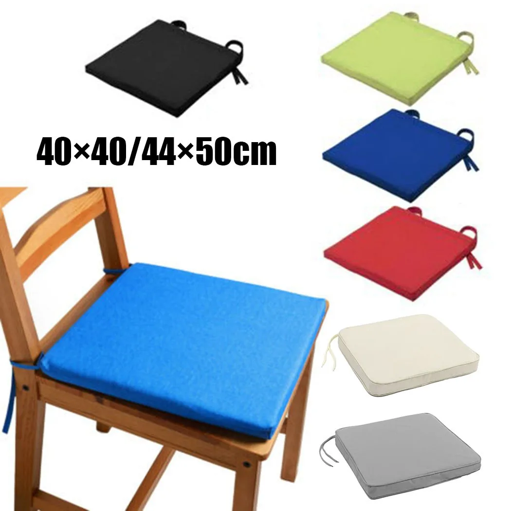 

Waterproof Chair Cushion Seat Pads Black Square Sponge Thicken Outdoor Tie On Garden Patio Removable Cover For Sofa 44x50cm