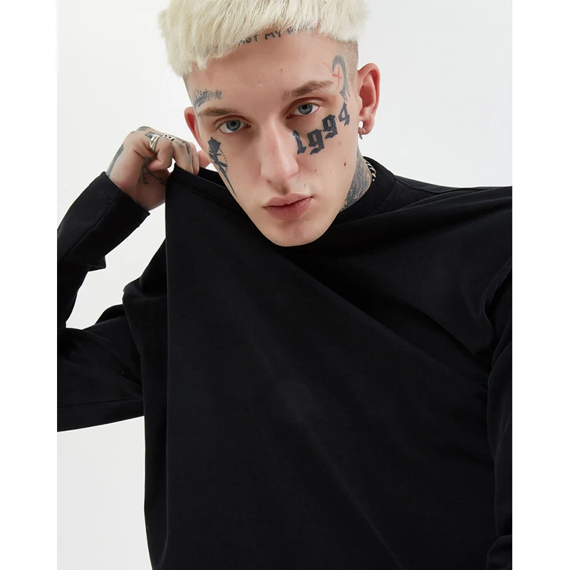 

Мужская однотонная хлопковая футболка, Приталенная футболка 10 цветов на осень и зиму, 2019