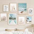 Скандинавская синяя морская пляжная жемчужная ракушка цветная настенная Картина на холсте для гостиной домашний декор картины плакаты и принты