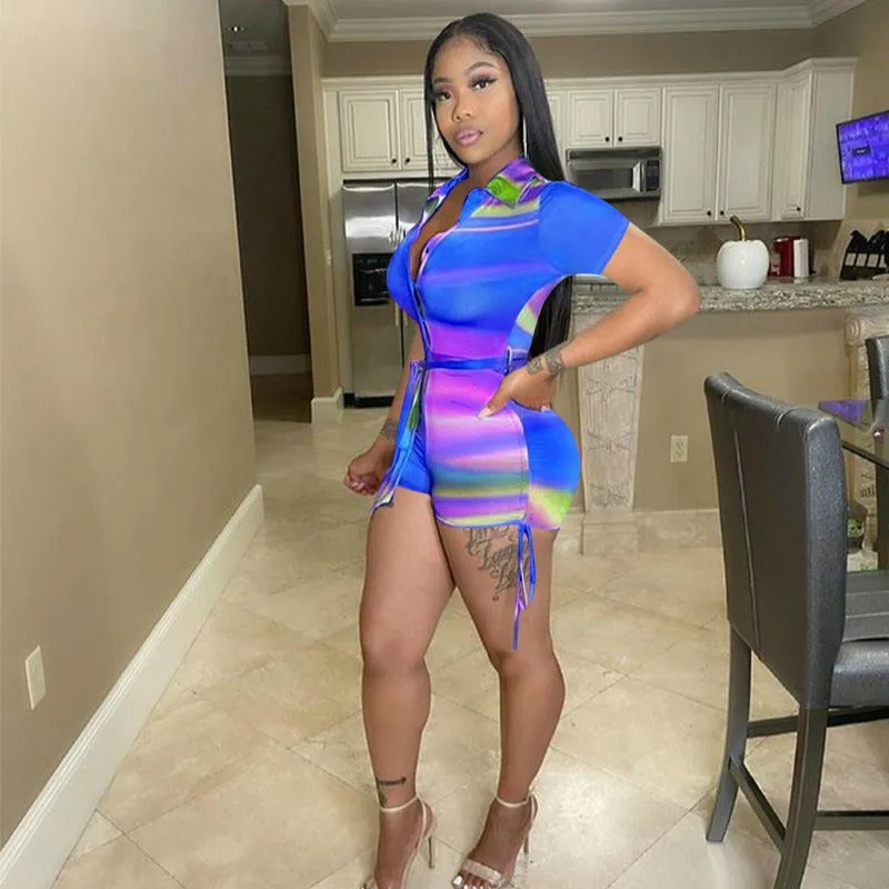 Женский Облегающий комбинезон со шнуровкой и круглым вырезом европейские