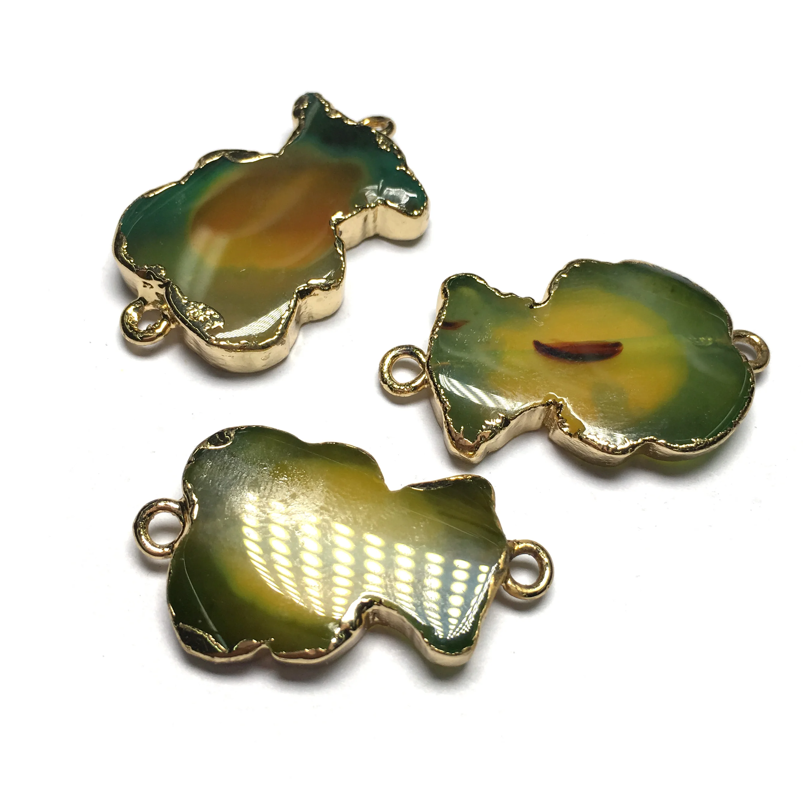 

1pc natural Bear shape agate connector fashion jewelry DIY bracelet necklace charm jewelry production 16x30-20x37mm