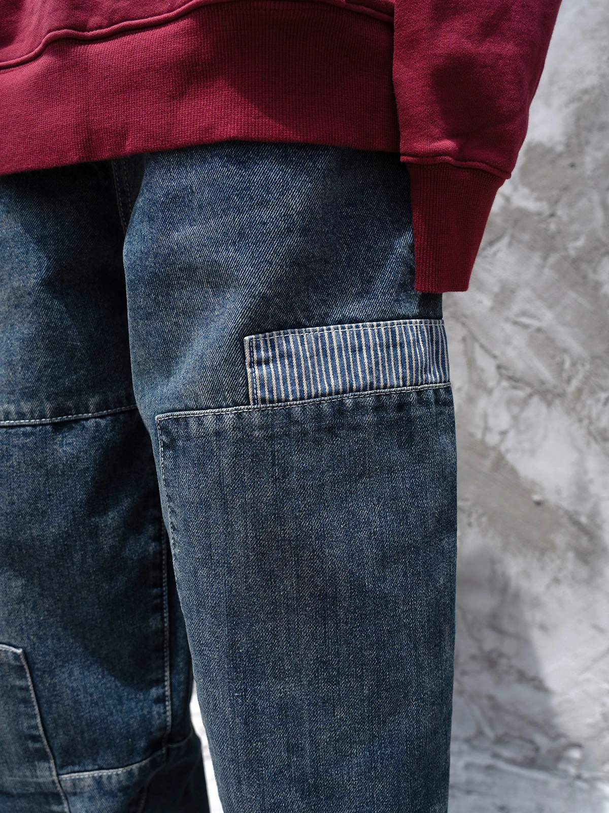 

VFIVE UNFOUR Block Patchwork Cargo Jogger Loose Denim Streetwear Mens Hip Hop Harajuku Casual Loose Jeans Hipster Trousers