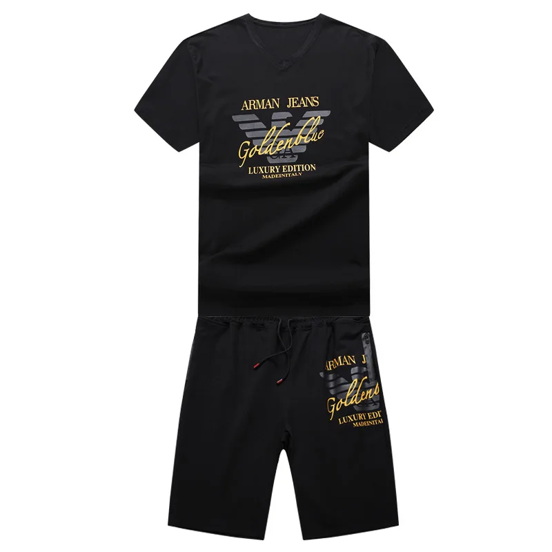 

Summer sports suit men's loose and fat plus size fat short sleeve T-shirt fat man five point pants fat men's shorts