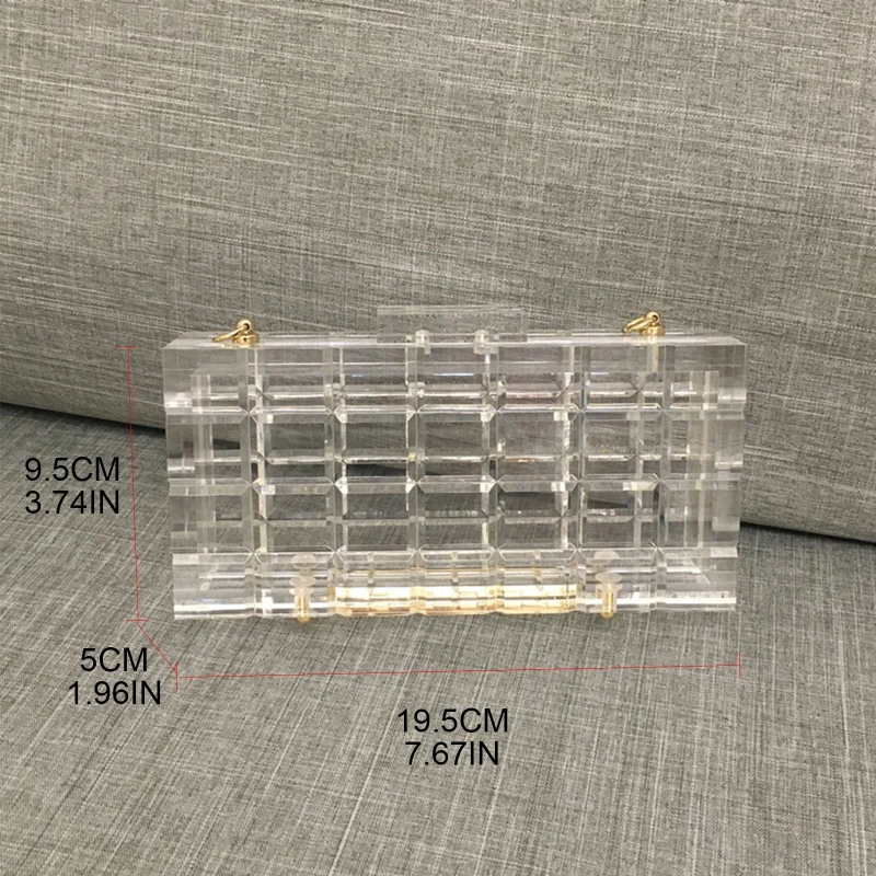 

Transparent Fashion Checkered Women Chain Shoulder Bag Luxury Party Prom Elegant