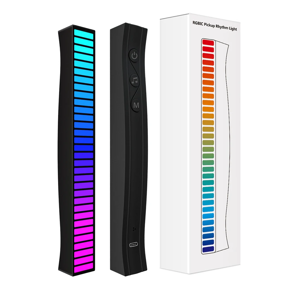 

Светодиодная лента с управлением звуком, разноцветный светильник с RGB подсветкой, в виде ритма, атмосферы, для вечеринки, автомобиля, домашн...