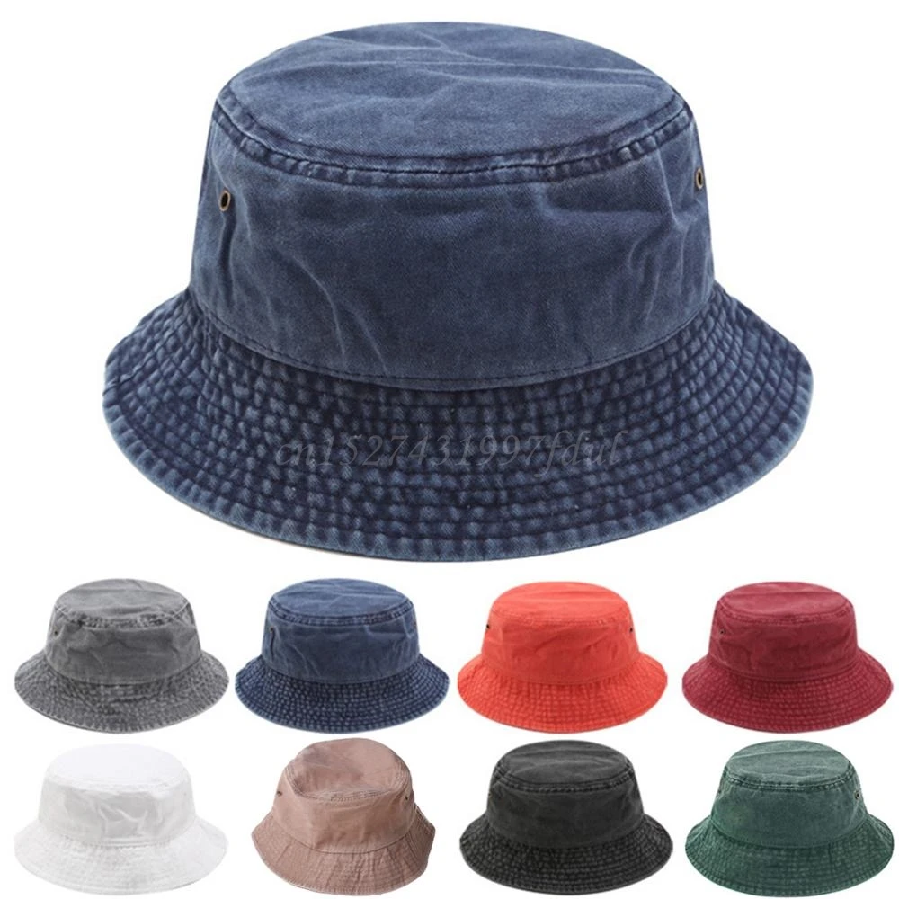 Панама из мытого хлопка для мужчин и женщин Винтажная летняя воздухопроницаемая