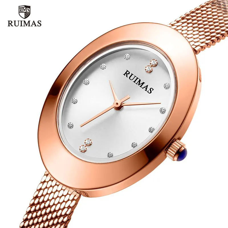 

Роскошные модные деловые кварцевые часы ведущей марки, красные женские Кварцевые водонепроницаемые часы, розовое золото, креативные женск...