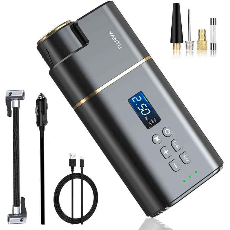 Online YANTU-Inflador De Neumáticos Eléctrico Portátil Para Coches, Compresor De Aire Con Pantalla Digital De 150 PSI, Apagado Automático, 120W