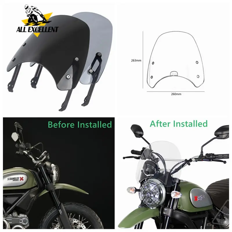 Передний ветровой щит ветрового стекла для Ducati Scrambler 2015 2018 (кроме Cafe Racer и модели