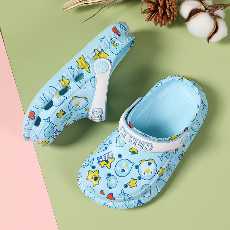 

Cartoon Ocean Whale Children Clogs Summer Hollow Out Breathable Outdoor Sandals Comfort Non-Slip Boy Girl Beach Shoes Kids Clogs