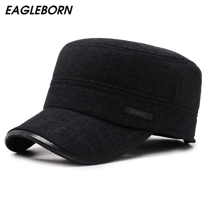 EAGLEBORN/новая зимняя шапка Мужская меховая на плоской подошве в стиле милитари для