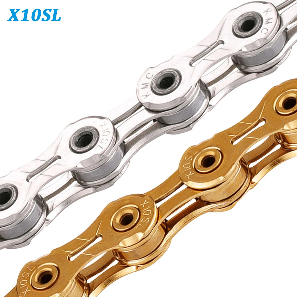 Цепь велосипедная легсветильник золотистая/серебристая 116/118 звеньев 10 скоростей