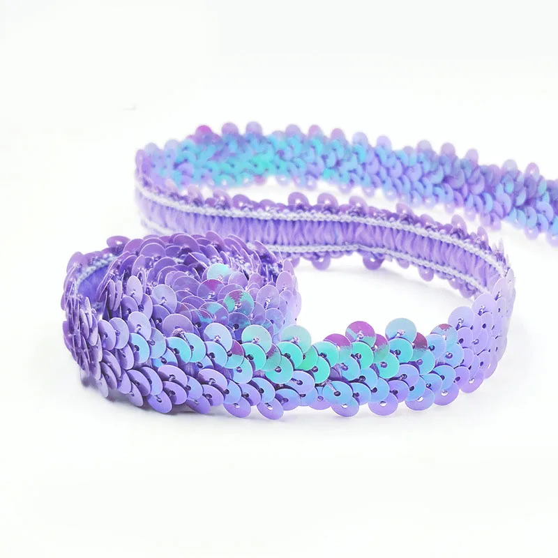 light purple 25 ярдов блестки кружевные ленты Золото Серебро эластичное кружево отделка стрейч ткань платье для танцев блестка аппликация Сделай Сам шитье аксессуары - Цвет: light purple