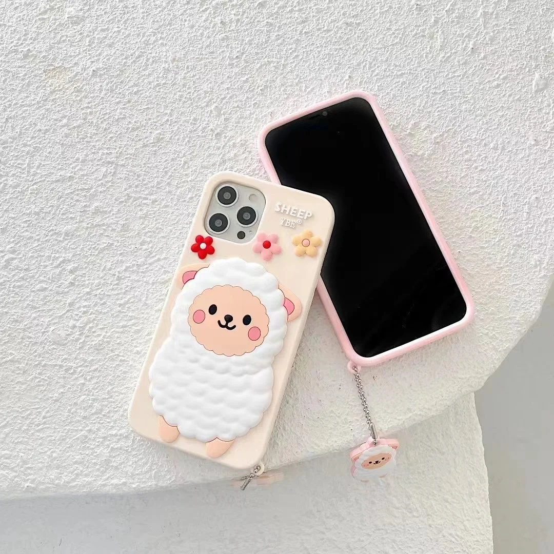 

Cute Sheep High Quality Silicone Protective Cover For Iphone 12Mini 11Pro MAX XS XR 7 8 Plus SE2020 Case Get Free Anti-lost Ring