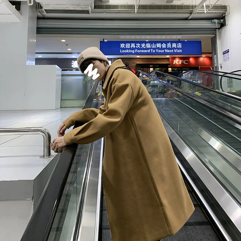 Зимняя ветровка средней длины пальто выше колена однотонный плотный Тренч