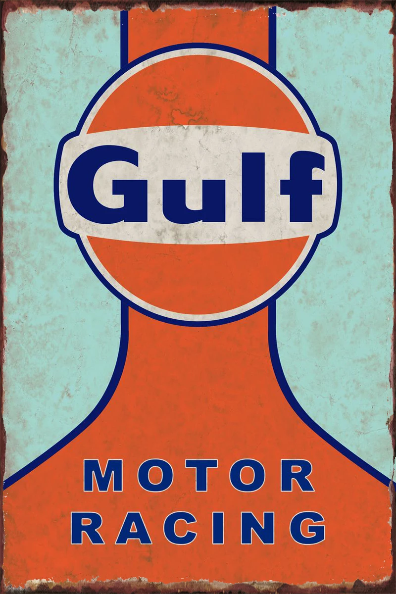 

Gulf Motor Racing Sign Room Decoration Retro Vintage Metal Sign Tin Sign Tin Plates Wall Decor For Club Man Cave Cafe Pub Home