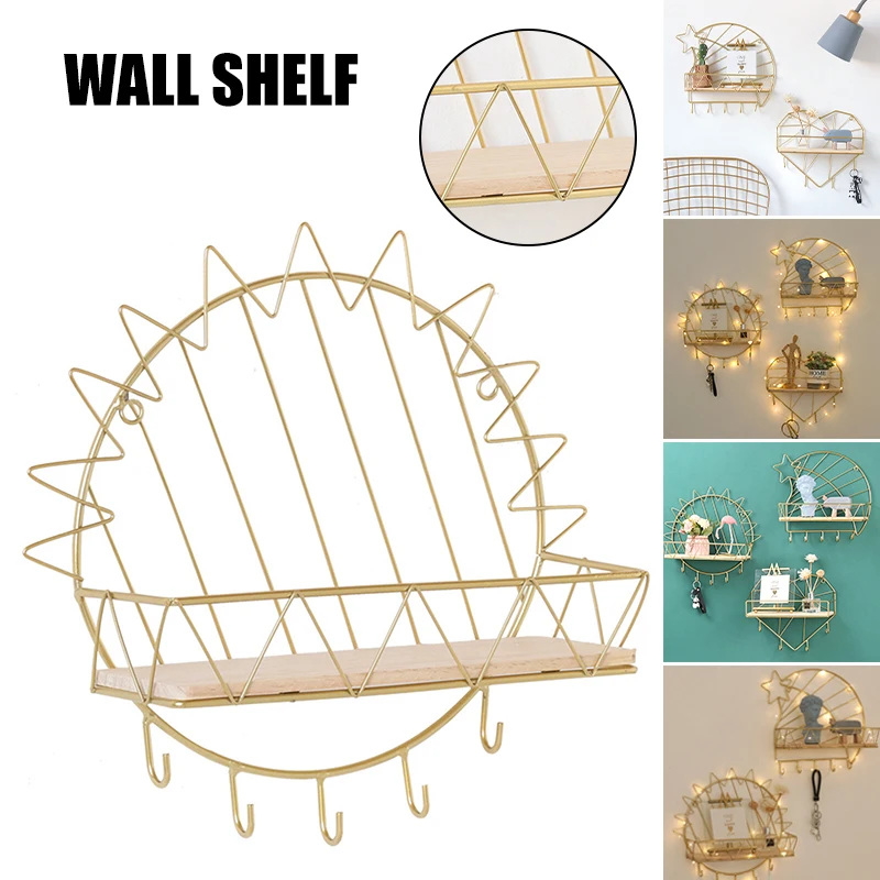 

Metal Wall Shelf Cute Wall Mounted Storage Holder Wall Shelves Display Rack For Kitchen Bedroom F2