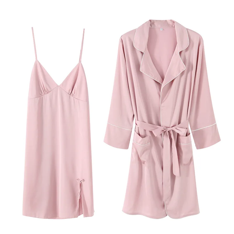 Новая весенняя Пижама для пар женская ночная рубашка шелковая с тонкими лямками
