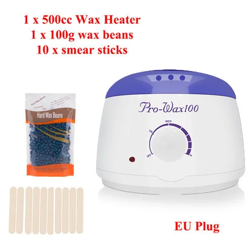 EU Plug 1 beans Removal Wax-melt Machine Heater Wax Beans Wood Stickers Hair Removal Sets Waxing Kit calentador cera depilatoria воск - Цвет: EU Plug 1 beans
