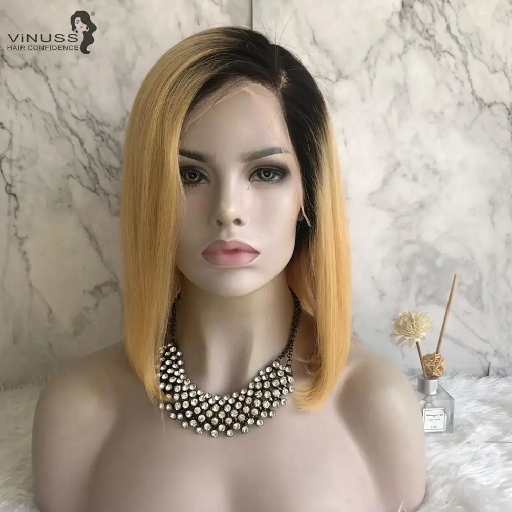 13*4 парик из натуральных волос на кружевном переде с коротким Бобом, предварительно выщипанный для черных женщин, прозрачный парик из натуральных волос с эффектом омбре 1b/27#, блонд Боб, парик с плотностью 150
