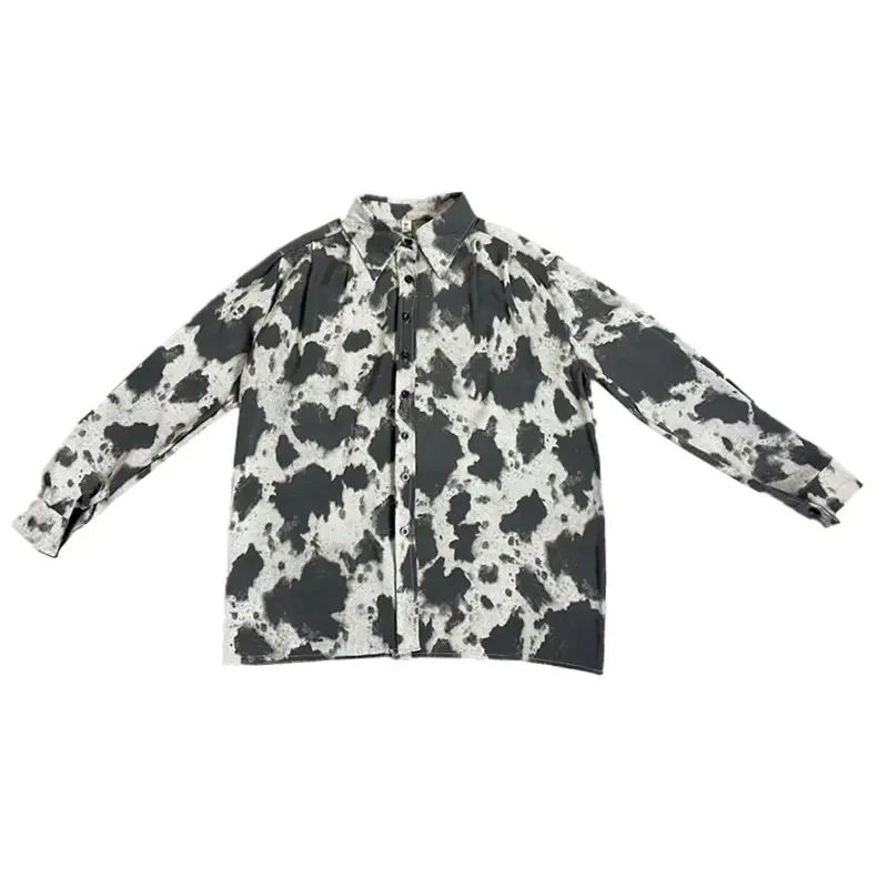 

XITAO Print Pattern Blouse Fashion Women Vintage Single Breast Turn Down Collar Full Sleeve 2021 Spring Autumn Shirt DZL2641