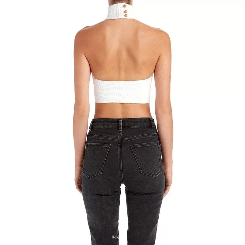 Женский укороченный топ с высоким воротником тонкий ребристый Топ|tank top crop|top crop