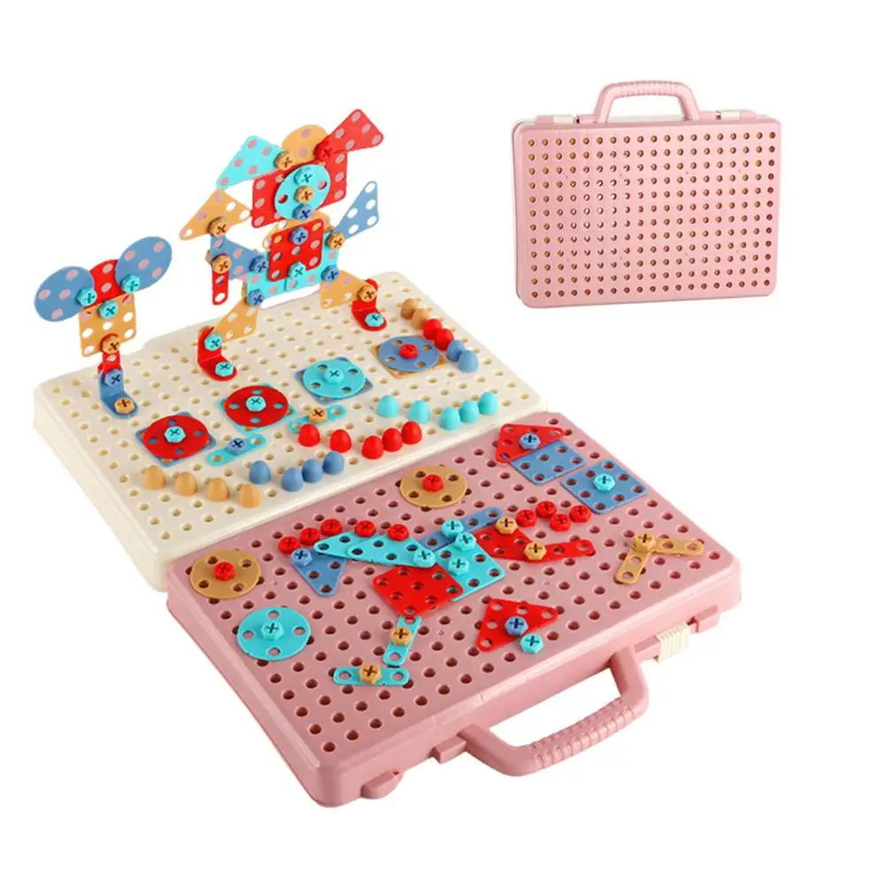 

Electric Drill Puzzle Toys Mosaic Kids Bits Drill Puzzle Building Blocks Odorless Innocuous 3D Construction Engineering Buildi