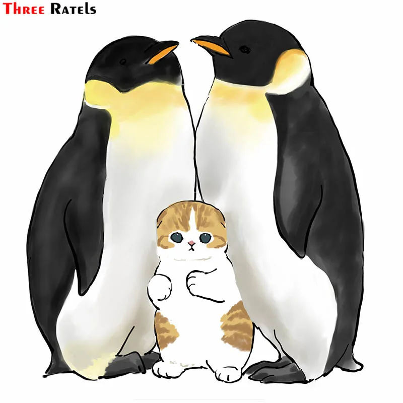 Три Ratels F251 Kitty Cat Играя с пингвином для Iphone 12 мультфильм наклейки канцелярских