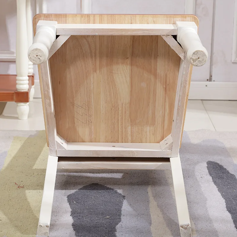 Обеденный стул из массива дерева средиземноморский белый со спинкой обеденный