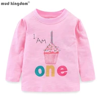 mudkingdom spring girls t shirts long sleeve cotton shirt for littler girl clothes cute girls birthday party clothing