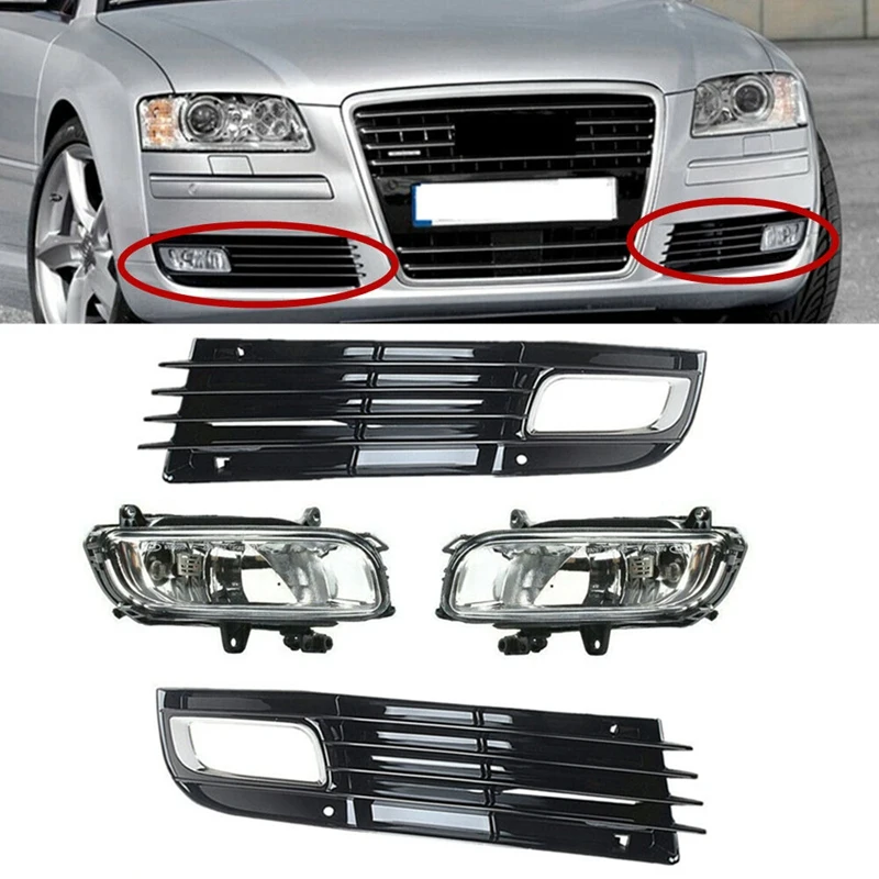 

Автомобильные левые и правые Галогенные Противотуманные фары, передний бампер, решетка радиатора для-A8 QUATTRO A8 D3 2008-2010 4E0941699B 4E0941700B