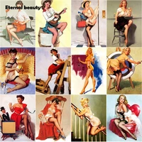 diamond painting cross stitch kits pin girls sexy girl playing guitar underwear full round square diamond embroidery rhinestones