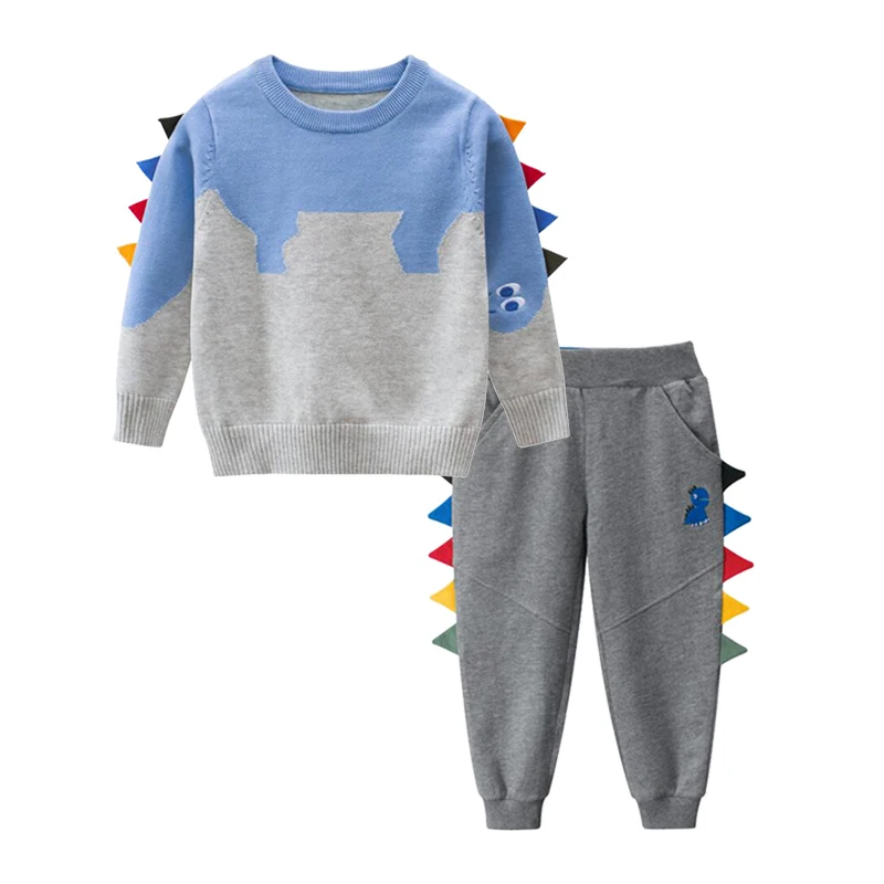 Свитер для мальчиков и девочек с украшением в виде динозавра свитер штаны костюм
