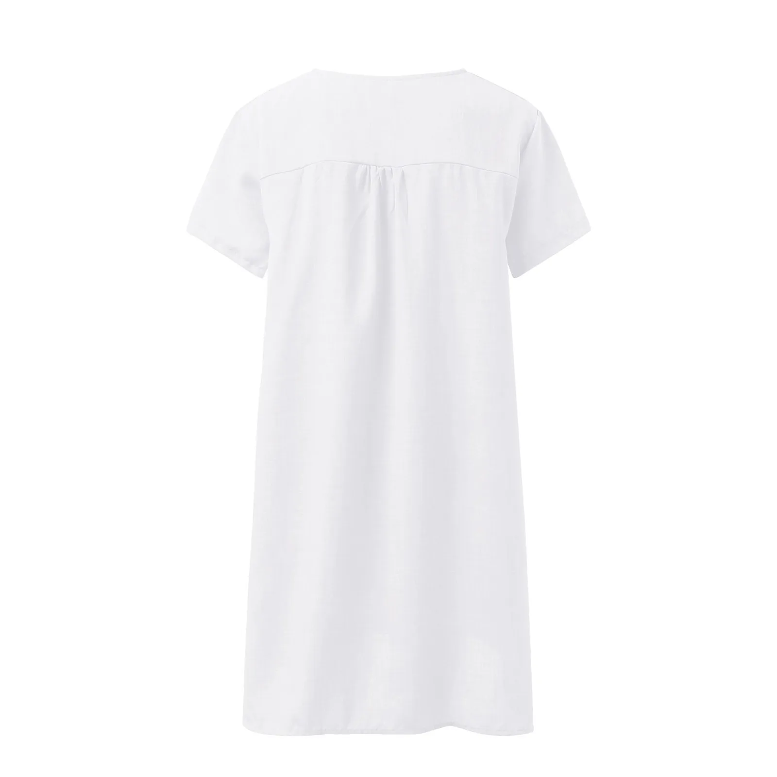 

2021 Summer Fashion Hot Women's Dresses Fashion Loose Print Short Sleeve Vestido V-neck Cotton Linen Femme Dress Kleider Damen