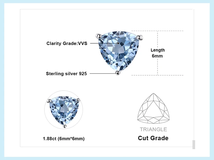 JewelryPalace Triangle Genuine Amethyst Stud Earrings 925 Sterling Silver Earrings For Women Korean Earings Fashion Jewelry