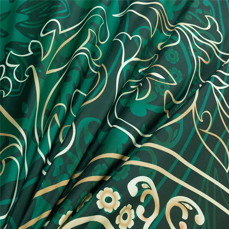 Комплект постельного белья зеленый этнический с изображением мандалы