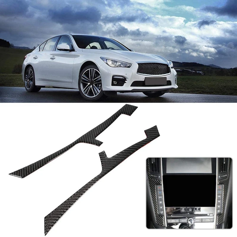 

2Pcs Car Carbon Fiber Interior Center Control Cover Trim for Infiniti Q50 Q60 2013-2019