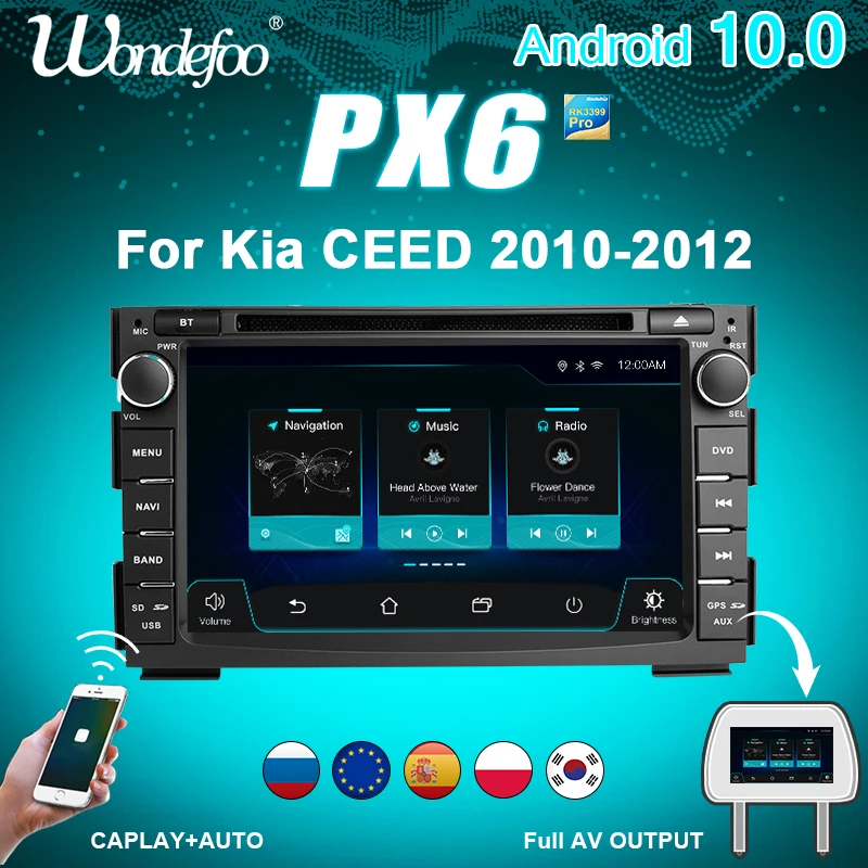 магнитола 2 din android 10 с экраном автомагнитола для Kia Ceed 2010 2012 Авторадио видеоплееры