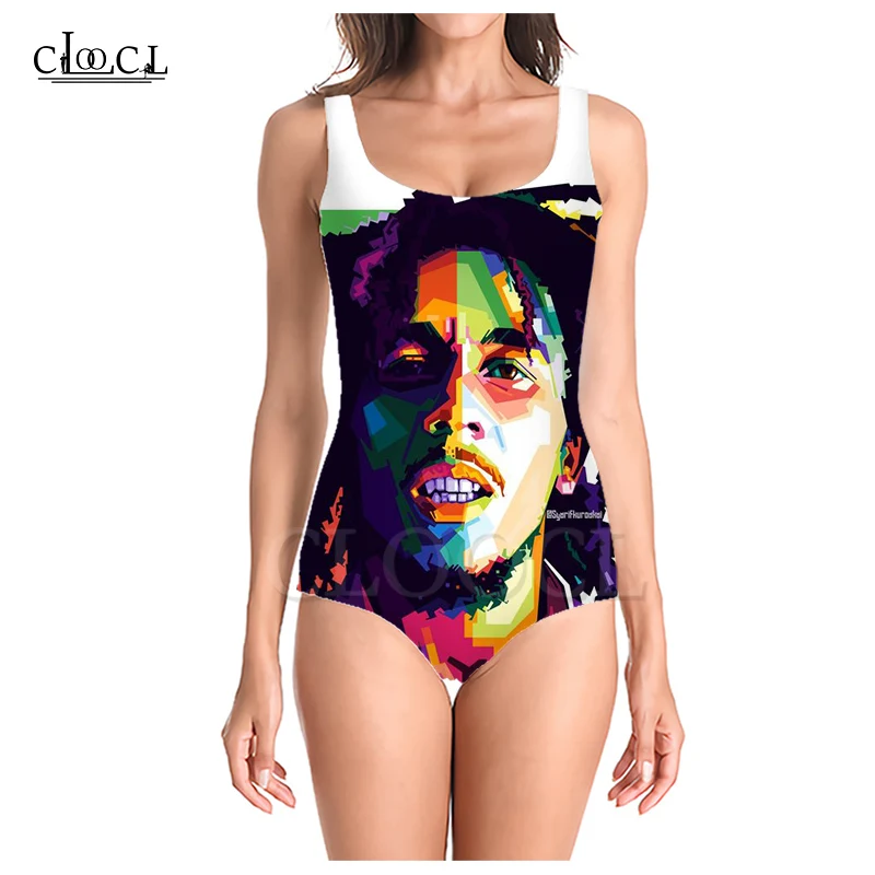 CLOOCL Singer regae Creator Bob Marley Цельный купальник с 3D принтом для девочек купальный костюм