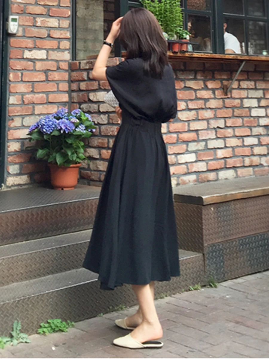 Летнее повседневное сексуальное элегантное корейское офисное винтажное женское