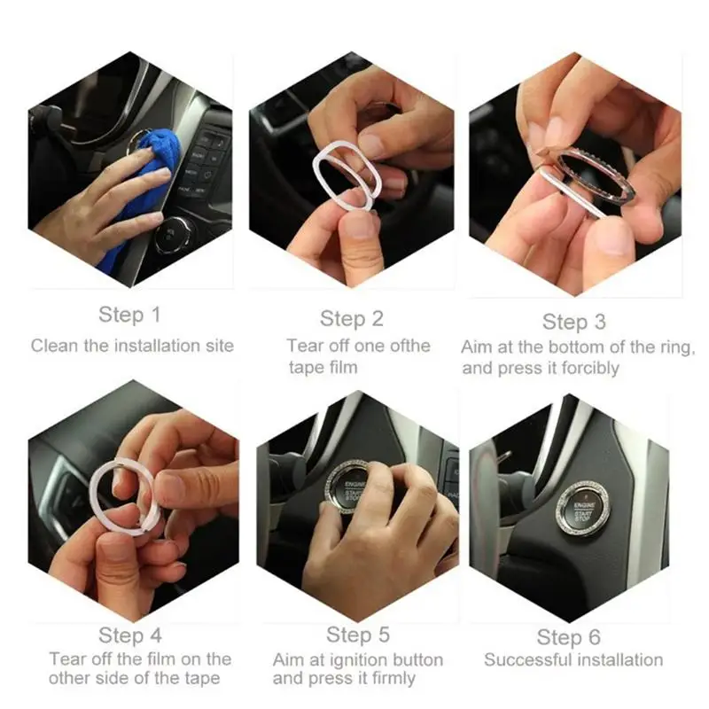 2 шт. катушки зажигания автомобиля кольцо пупка стикеры кнопка запуска двигателя