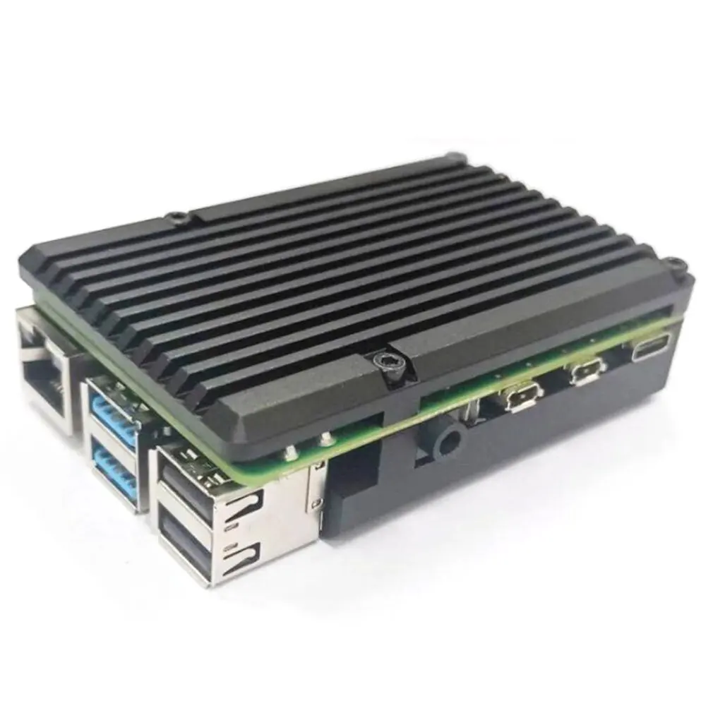 Последний для Raspberry Pi 4 Алюминиевый корпус с двойным охлаждающим вентилятором металлический корпус черный корпус для RPI 4 Модель B